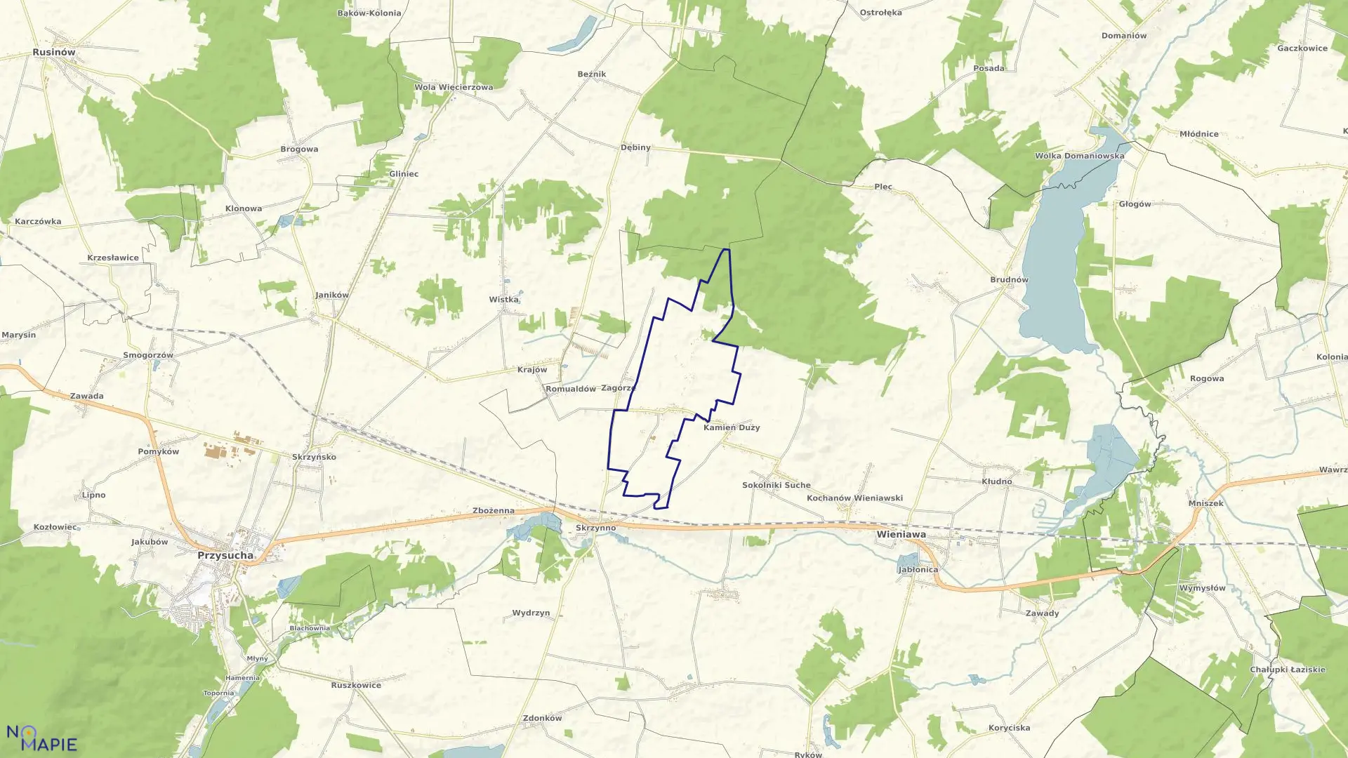 Mapa obrębu KOMORÓW w gminie Wieniawa